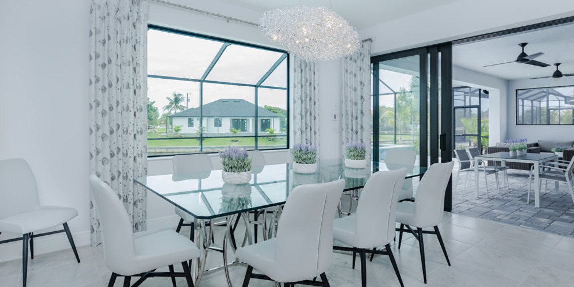 Dining room with lanai view open concept floor plans image